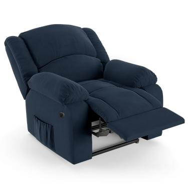 Imagem de Poltrona Do Papai Reclinável Melim Power Elétrica Massagem Veludo Azul Fh1 - D'rossi