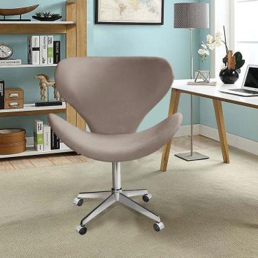 Imagem de Poltrona Isis Cadeira Giratória Pés Com Rodízio Decoração, Sala, Escritório, Recepção Cinza Capuccino