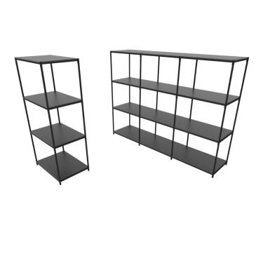 Imagem de Praleira De Aço Reforçada Mini Porta Pallet 200x60x90 Estante Estoque Bandeja Preta 1 Módulo + 3 Módulos Conjugados