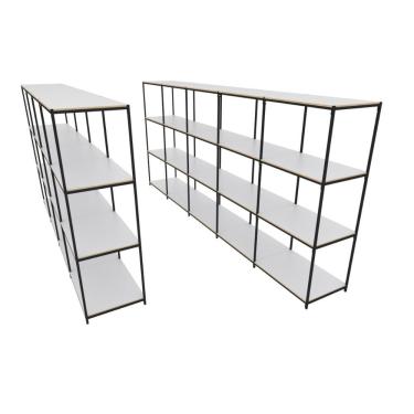 Imagem de Praleira De Aço Reforçada Mini Porta Pallet 200x60x90 Estante Estoque Bandeja Branca Módulos Conjugados 4 + 5