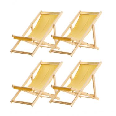 Imagem de Kit 4 Cadeira Espreguiçadeira Dobrável S-b-amarelo