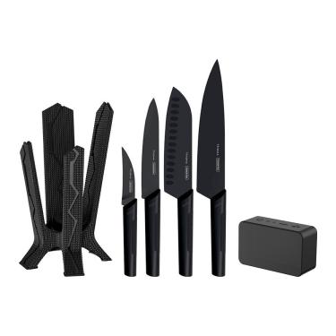 Imagem de Jogo De Facas Tramontina Nygma Com Suporte E Caixa De Som 23699082 Preto