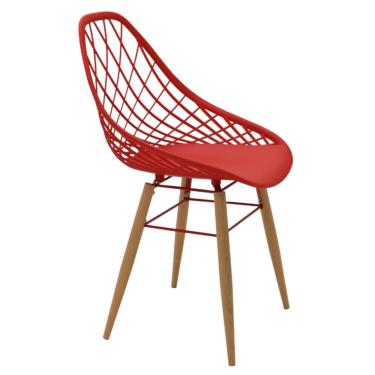 Imagem de Cadeira Tramontina Philo Vermelha Em Poliamida Com Pernas De Madeira 92088040