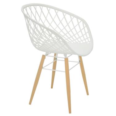 Imagem de Cadeira Tramontina Sidera Branca Em Poliamida Com Pernas De Madeira