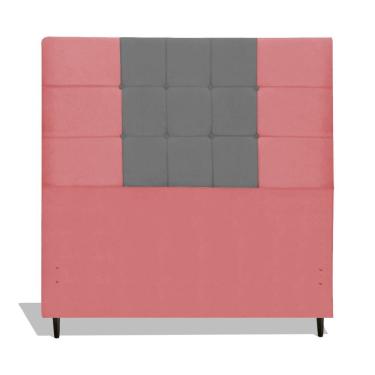 Imagem de Cabeceira Estofada Para Cama Box Solteiro Maveric Suede Composê Rosa Cinza 94x126 CasaLar Decor