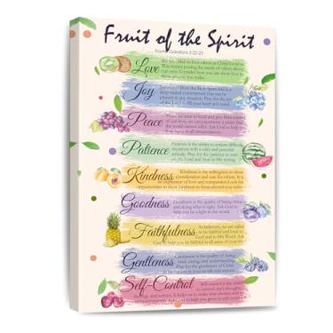 Imagem de Gálatas 5:22-23 Fruto do Espírito Arte de Parede Verso da Bíblia Pintura Cristã Decoração de Parede para Home Office Quarto Pôster Emoldurado 20 x 30 cm