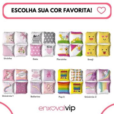 Imagem de Kit 4 Capas De Almofada Menina Infantil 40cm x 40cm Estampada Divertid