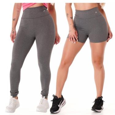 Imagem de Kit Short e Legging Para Treinar Suplex Academia Cós Alto - Força do S