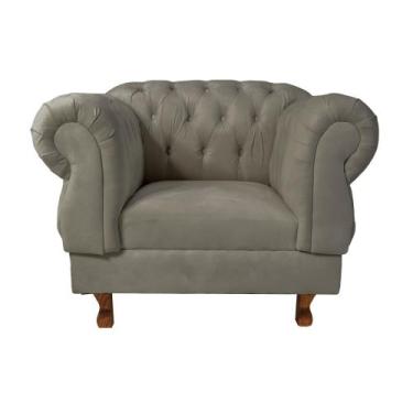 Imagem de Poltrona Chesterfield Capitonê Elisabeth Suede Cinza Chumbo Decoração,