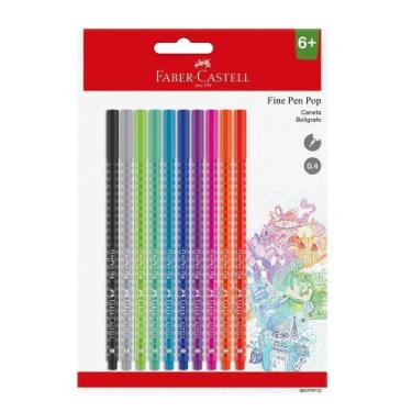 Imagem de Kit Boligrafo Fine Pen Pop 0.4 Com 10 Faber Castell  Sm/Fpp10 - Faber-