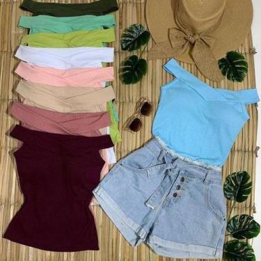 Imagem de Blusa feminina canelada ombro a ombro cavada fashion - Filó Modas, P, 