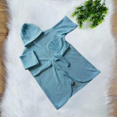 Imagem de Roupão De Banho Bordado Bebe com Capuz Infantil Atoalhado Menina Menin