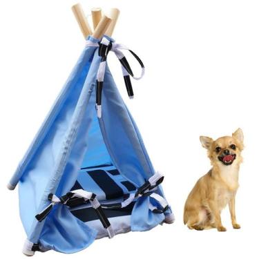 Imagem de Caminha Cabana Pet Toca Oca Tenda Cama Cachorro Gato P Azul - Pet Best