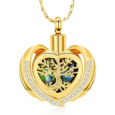 Imagem de Imrsanl Joias de cremação para cinzas, colar de aço inoxidável, árvore da vida, urna de coração para mulheres, joia de lembrança, Aço inoxidável, Sem Pedra Preciosa