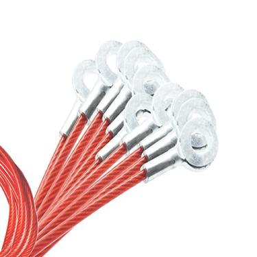 Imagem de Bytiyar 10 peças de 20 polegadas (50 cm) 3 mm de espessura de fio de aço galvanizado ilhós terminados cordão curto cordão de segurança trava de corrente com capa revestida de vinil vermelho