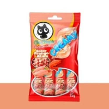Imagem de Petiscos Gatos Chuchups Patê Frango e Atum Snack Cremoso 15gr 4 Sachês