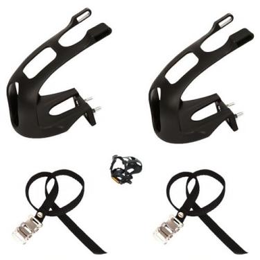 Imagem de Pedais de bicicleta, clipes de dedo do pé peças de reposição universais com cintas, cobertura de pedal de bicicleta pedais de plástico para bicicleta MTB e bicicleta de estrada