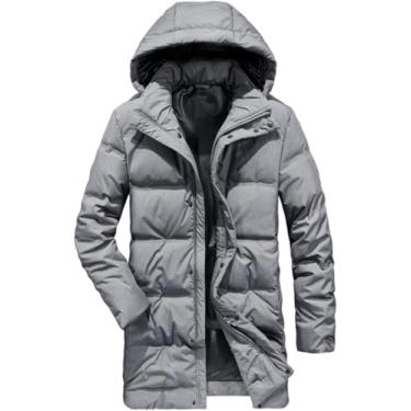 Imagem de Homens Inverno Longo Tamanho Grande Quebra-vento Grosso Pato Casaco De Neve Acolchoado Parka Casaco Impermeável, Light gray, 3XL