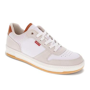 Imagem de Levi's Drive Lo 2 Tênis masculino casual de couro vegano com cadarço, Branco/Cimento/Marrom, 41