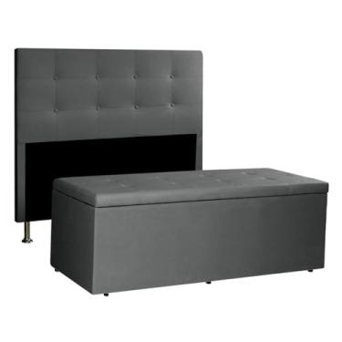 Imagem de Kit Cabeceira e Calçadeira Baú Queen 1,60m Berlim Suede - Pallazio