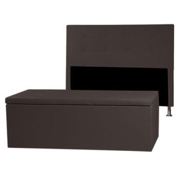 Imagem de Kit Cabeceira e Calçadeira Baú Queen 1,60m Berlim Corano - Pallazio