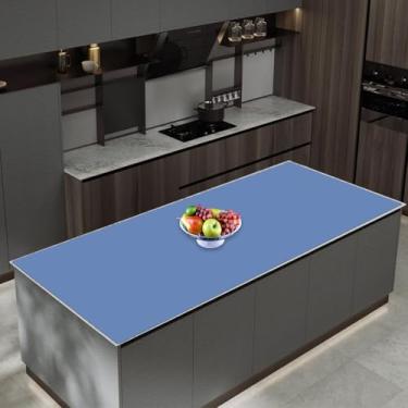 Imagem de Tapete de silicone extra grande de 120 x 69 cm para balcão de cozinha, protetor de bancada resistente ao calor, antiderrapante à prova d'água, tapete de ilha de cozinha, fácil de limpar, azul lago