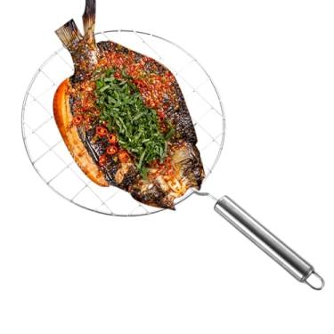 Imagem de Torradeira de arame de aço – racks de cozinha redondos, assadeira de arame, assadeira de aço inoxidável, cabo fácil de segurar para churrasco