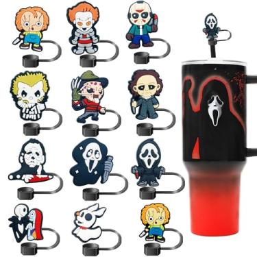 Imagem de 12 peças de topos de palha de Halloween para copo Stanley, topo de canudos de silicone para Stanley 30 e 1,134 g copo com alça, 10 mm 1 cm tampas de canudo reutilizáveis à prova de poeira para