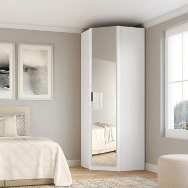 Imagem de Guarda-roupa de Canto 1 Porta com Espelho Altezza Branco