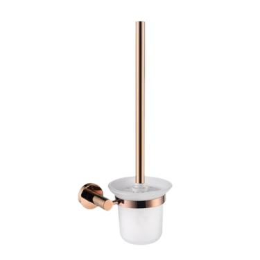 Imagem de Suporte para toalha de parede banhado a aço inoxidável de alta qualidade em ouro rosa 304, sabonete para banheiro, lava-louças, conjunto de banheiro (suporte para escova de vaso sanitário)