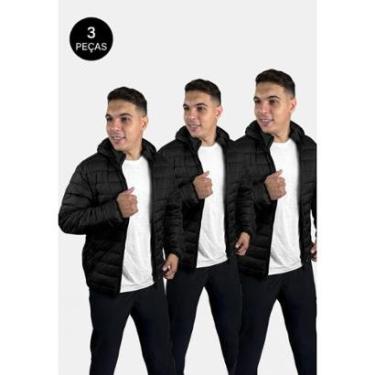 Imagem de Kit 3 Jaquetas Puffer Nylon Reforçada Bobojaco Capuz Removível Masculino-Masculino