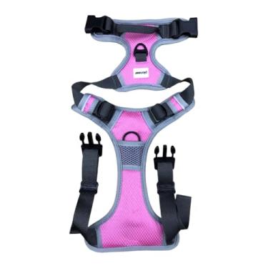Imagem de Peitoral Coleira Resistente Para Pet Cão Grande e Médio Porte com Regulagem Colete Reforçado para Passeio Cachorro(Rosa,M)
