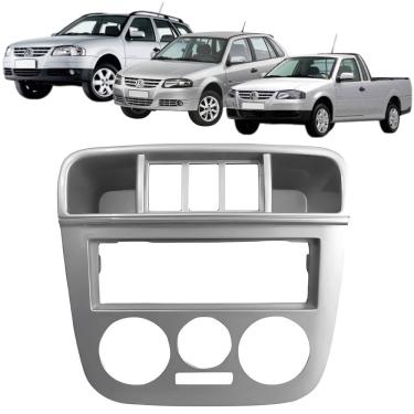 Imagem de Moldura 1 Din Gol G4 Parati Saveiro 2006 à 2009 3 Botões Prata Painel Rádio Som Expex Epx Vw-537