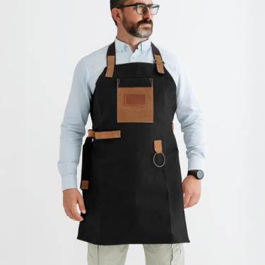 Imagem de Avental Masculino Churrasco e Cozinha marca Hylberman em Couro e Lona,