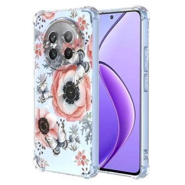 Imagem de RRXSYXL Capa para Oppo Realme 12 5G com estampa floral transparente, capa macia à prova de choque para Oppo Realme 12 5G, borboleta