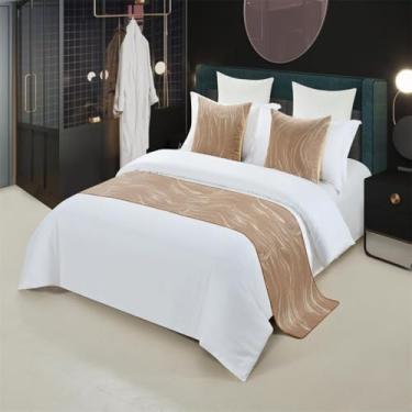 Imagem de Cachecol de cama de hotel moderno Jacquard Colchas decorativas sem desbotamento lenço de toalha de cama para pé da cama protetor de cama macio para cama de solteiro queen king size - amarelo||45 x 240