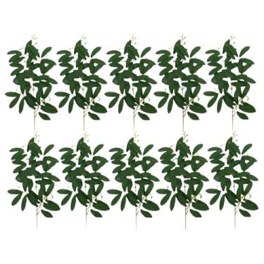 Imagem de 10 peças de caules e folhas artificiais de plantas, folhas falsas, arranjos de flores de mesa, folhas de salgueiro, decoração de plantas verdes