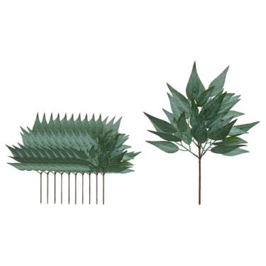 Imagem de 10 peças de folhas artificiais de eucalipto, caules e folhas, ornamentos de arranjos de flores, decoração de plantas verdes