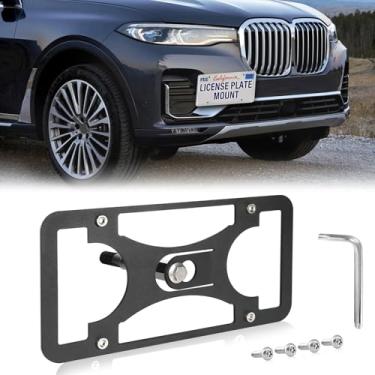 Imagem de Moldura frontal sem furadeira compatível com BMW X7 2019-2025 Suporte de montagem de gancho de reboque para placa de carro antifurto Capas de etiqueta de carro à prova de ferrugem, acessórios de carro