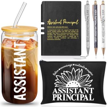 Imagem de Remerry Conjunto de 6 peças de presente principal assistente para mulheres e homens, presentes principais, inclui copo de cerveja em forma de lata de 473 ml com canudos de tampas, bolsa de maquiagem