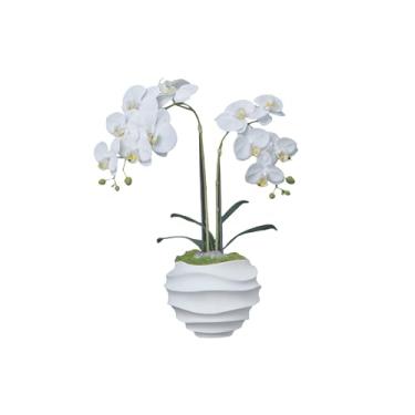 Imagem de Arranjo de flores de orquídea branca sintética de 58 cm | Exibição floral branca realista da Fiori Sempre
