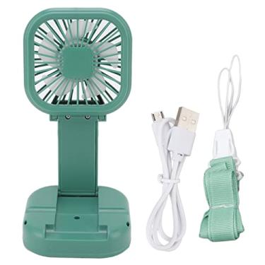 Imagem de Grcfumo Ventilador dobrável portátil, velocidade de de 3 níveis USB Recarregável Rechargável Rotativo Fan de mesa de mão, dobrando ventiladores de mão para camping de viagens (Verde)