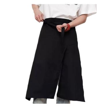 Imagem de Avental de lona estilo dividido à prova d'água e resistente a óleo para chefs, meia cobertura durável roupa de trabalho de cozinha para homens