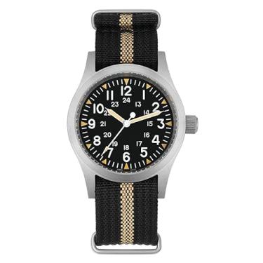 Imagem de Militado ML05 38 mm VH31 Relógio de quartzo – C3 Relógio de pulso retroluminoso superluminoso para homens, 100 m, à prova d'água, Preto/Movimento 2035/sem flecha