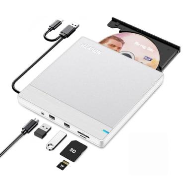 Imagem de NOLYTH Blueray externo/DVD Drive, portátil Bluray Drive externo para laptop com SD TF 2 compartimentos USB, gravador Blu Ray Slim USB para PC, Mac, Windows, MacBook Desktop