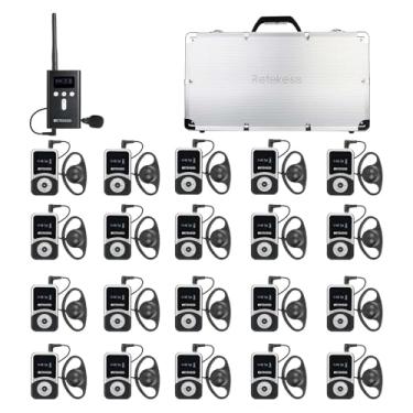 Imagem de Retekess T130S (2ª geração T130) Sistema de tradução de igreja, maior alcance atualizado, sistema de audição assistiva, sistema de guia turístico sem fio Whisper para ambos os ouvidos (1 transmissor e