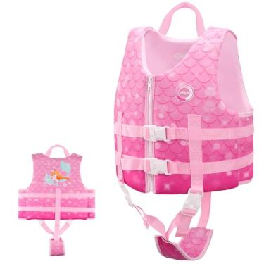 Imagem de OSHYLE Colete de natação de neoprene premium para crianças – com alças de segurança ajustáveis para idades de 1 a 9 anos, auxílio de natação de flutuabilidade ideal para meninos, meninas e crianças