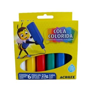 Imagem de Cola colorida Acrilex com 6 cores