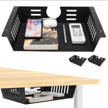 Imagem de Pacote com 2 prateleiras Under Desk Shelf Neiteli - Black Steel