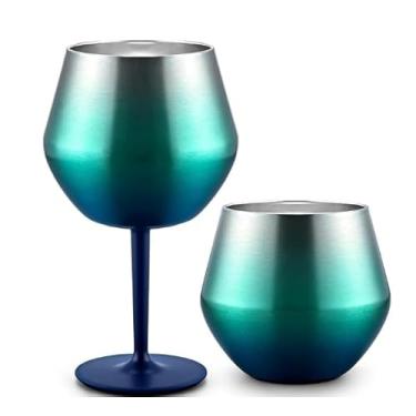 Imagem de TAÇA COPO TÉRMICO DE AÇO INOXIDÁVEL PARA GIN, VINHO E DRINKS, 410ML. ISOLAMENTO TÉRMICO PAREDE DUPLA, HASTE REMOVÍVEL. COCKTAIL, INQUEBRÁVEL E PORTÁTIL PARA BEBIDAS, FESTAS E EVENTOS. (Verde)